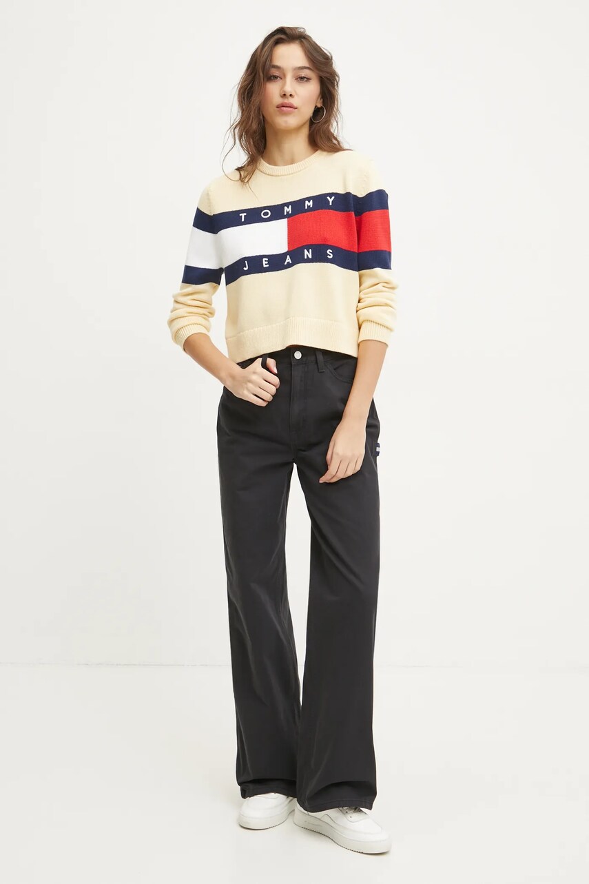 Бавовняний светр Tommy Jeans колір жовтий  DW0DW19335