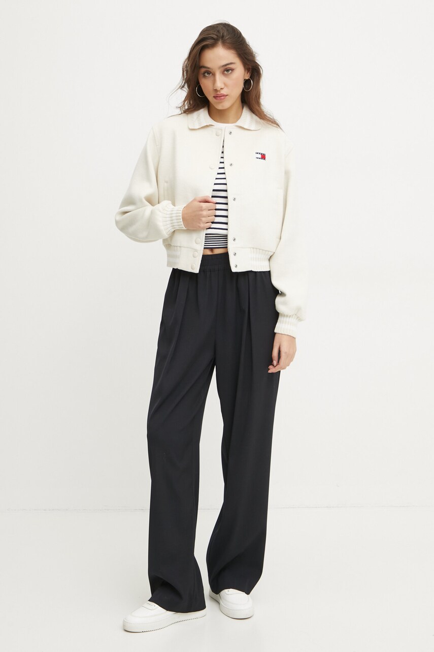 Бавовняний светр Tommy Jeans колір білий легкий DW0DW19336