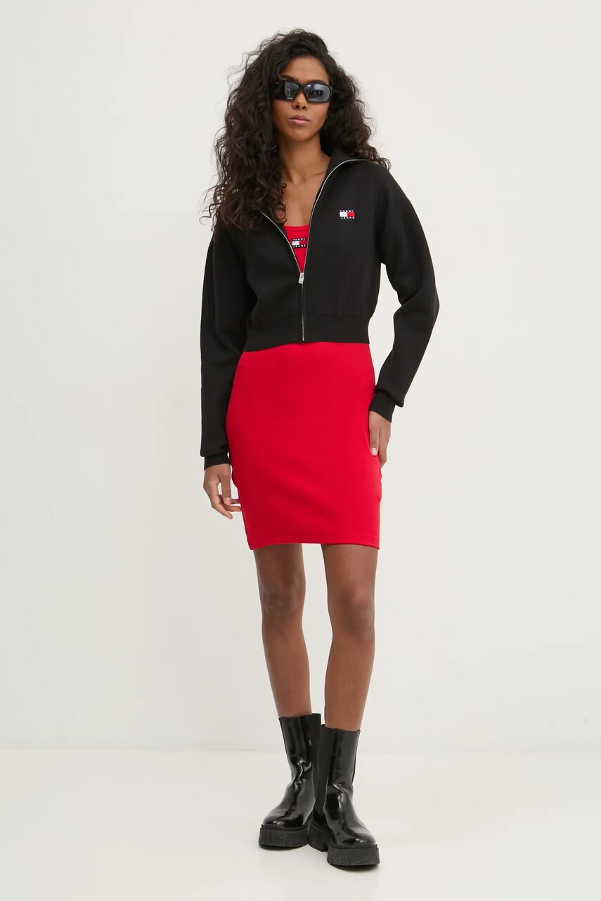 Кардиган з домішкою вовни Tommy Jeans колір чорний DW0DW19886