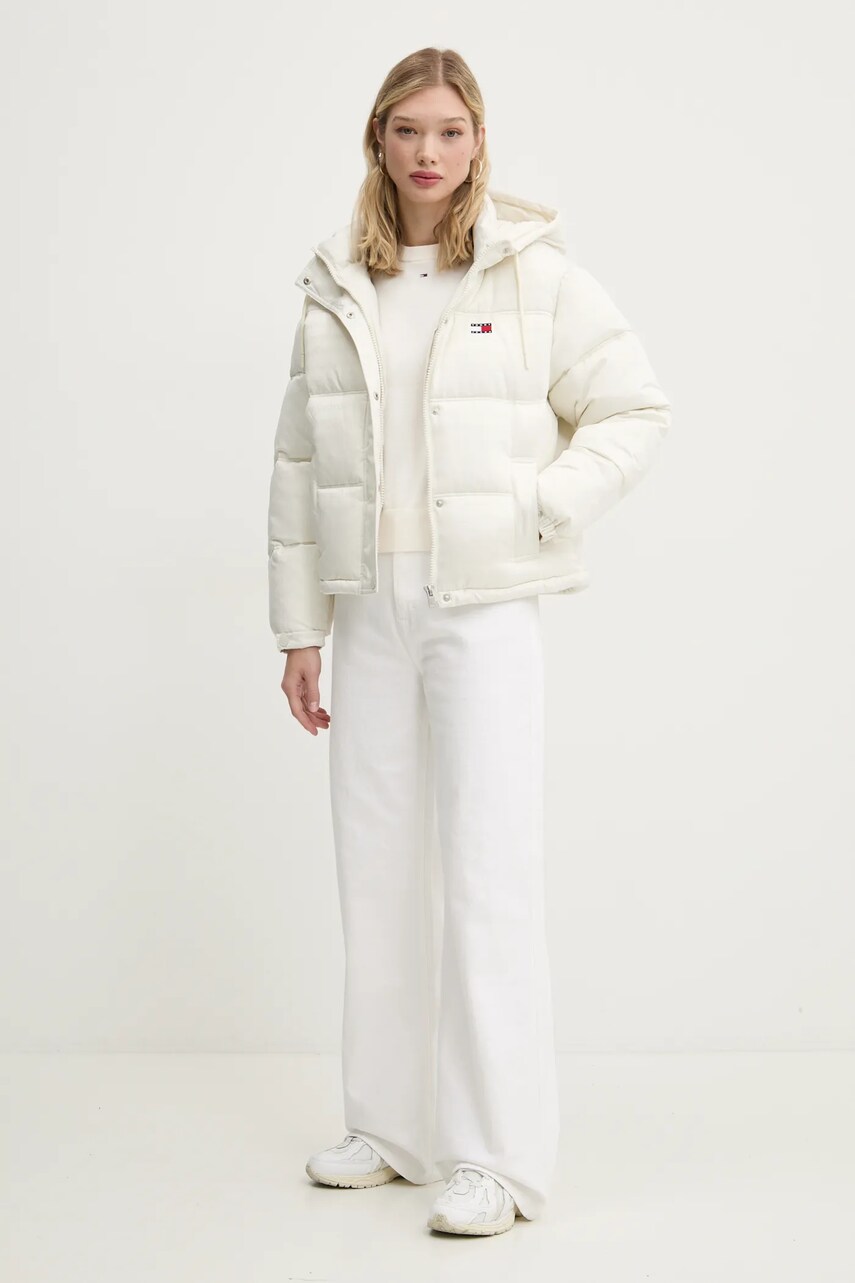 Бавовняний светр Tommy Jeans колір бежевий легкий DW0DW20159
