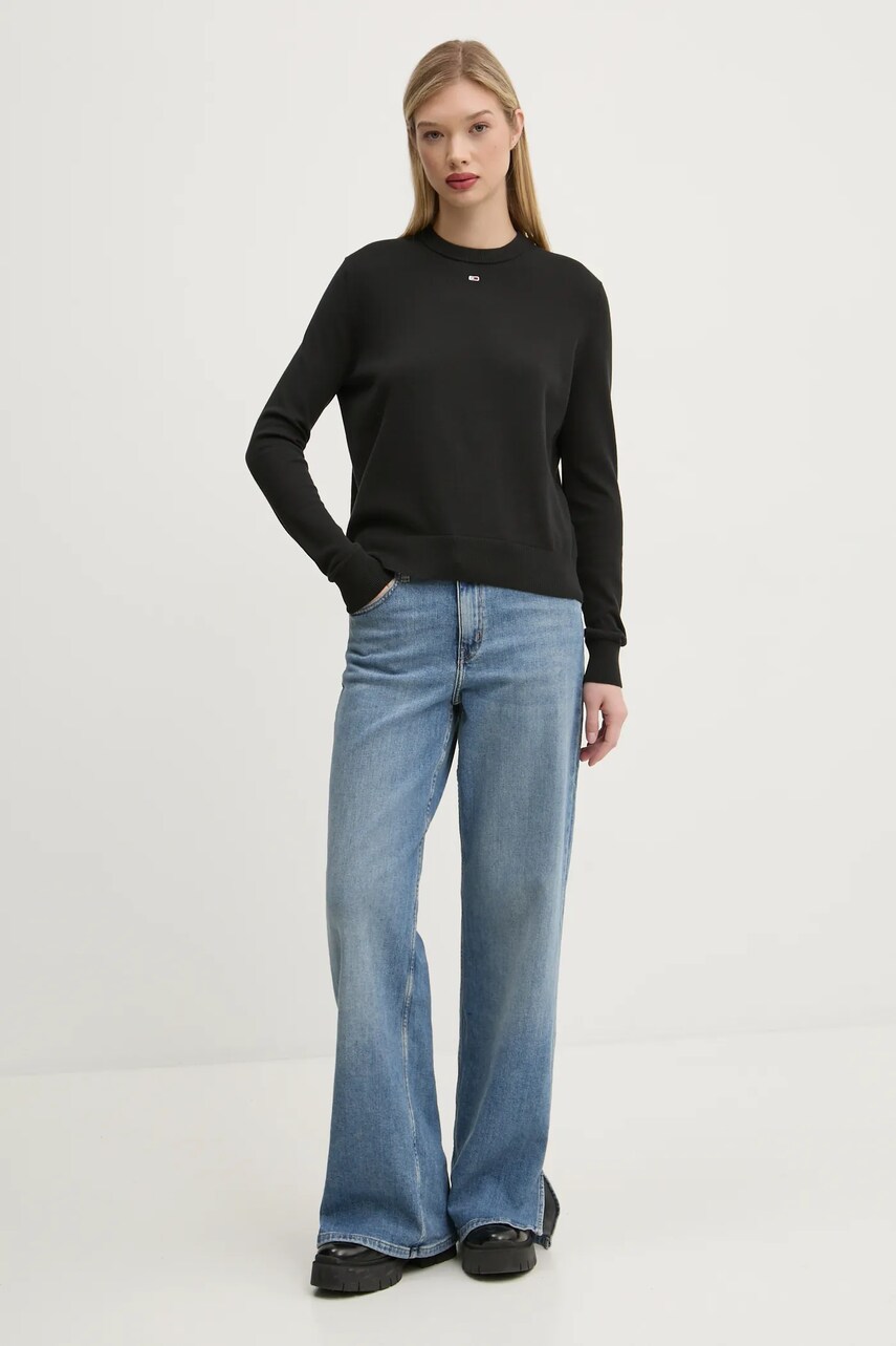 Бавовняний светр Tommy Jeans колір чорний легкий DW0DW20159