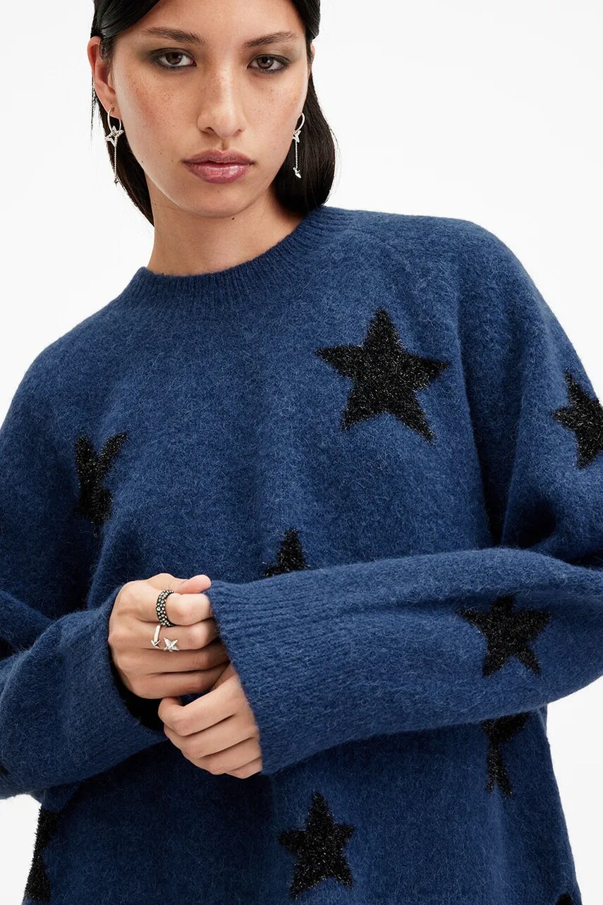 Вовняний светр AllSaints STARLET жіночий колір синій  W136KB