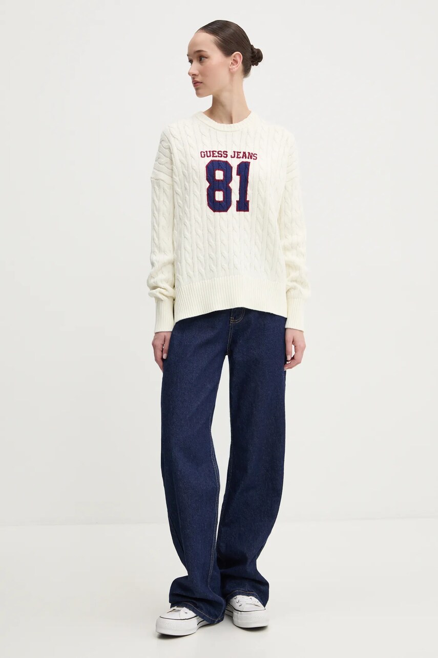 Бавовняний светр Guess Jeans колір бежевий  W5RR48 Z3HM1