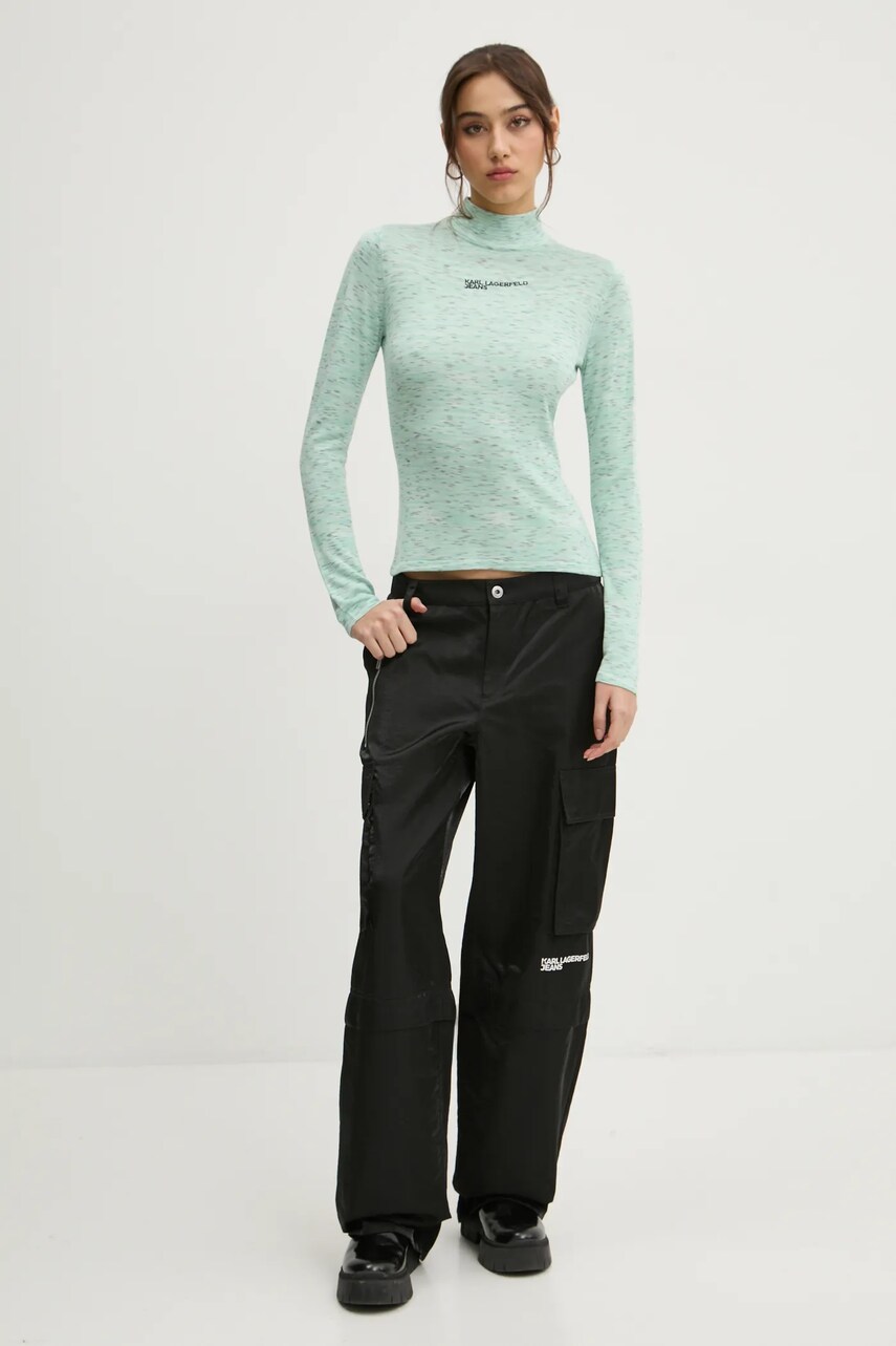 Светр Karl Lagerfeld Jeans жіночий колір зелений легкий півгольф A1W18025