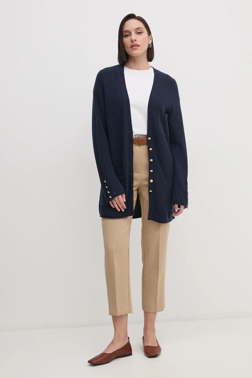 Вовняний кардиган Tommy Hilfiger колір синій WW0WW43962