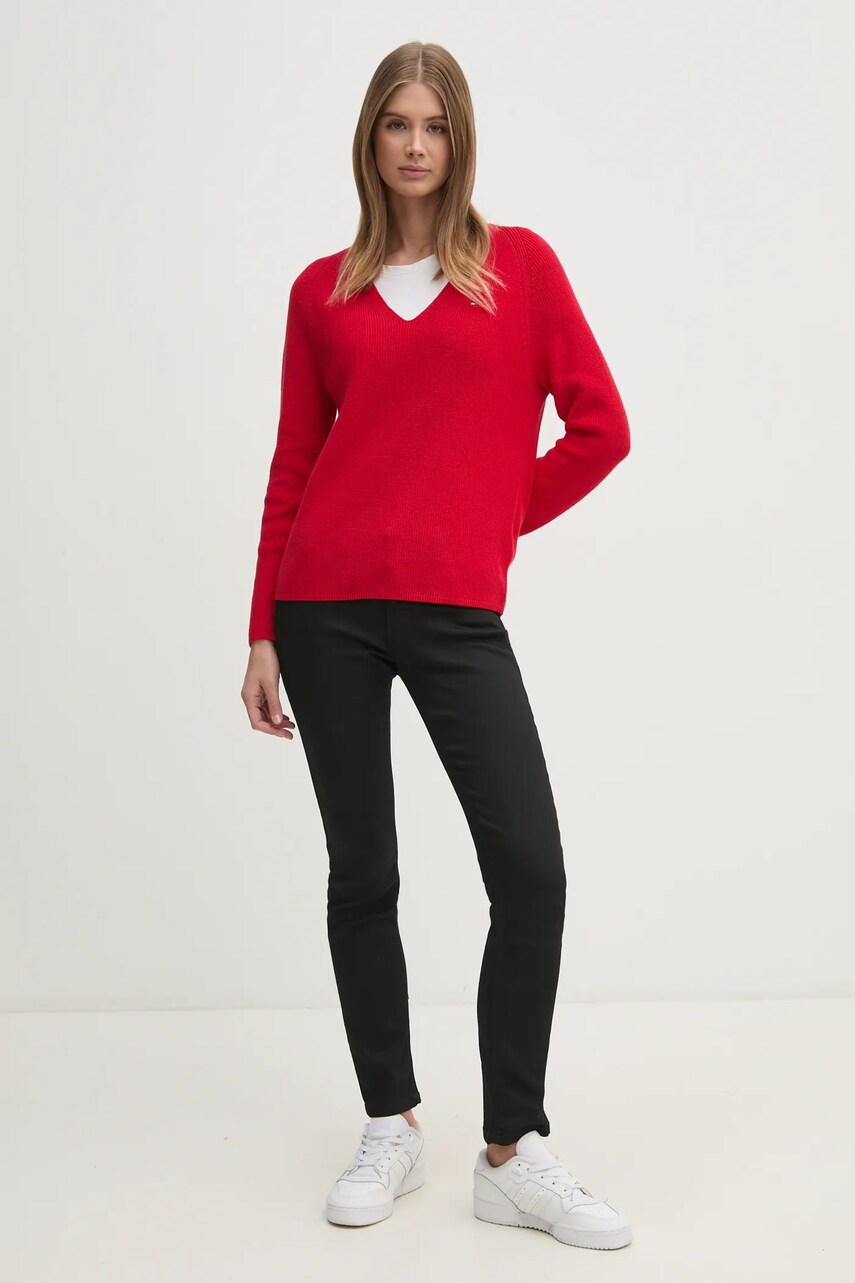 Бавовняний светр Tommy Hilfiger колір червоний  WW0WW44452