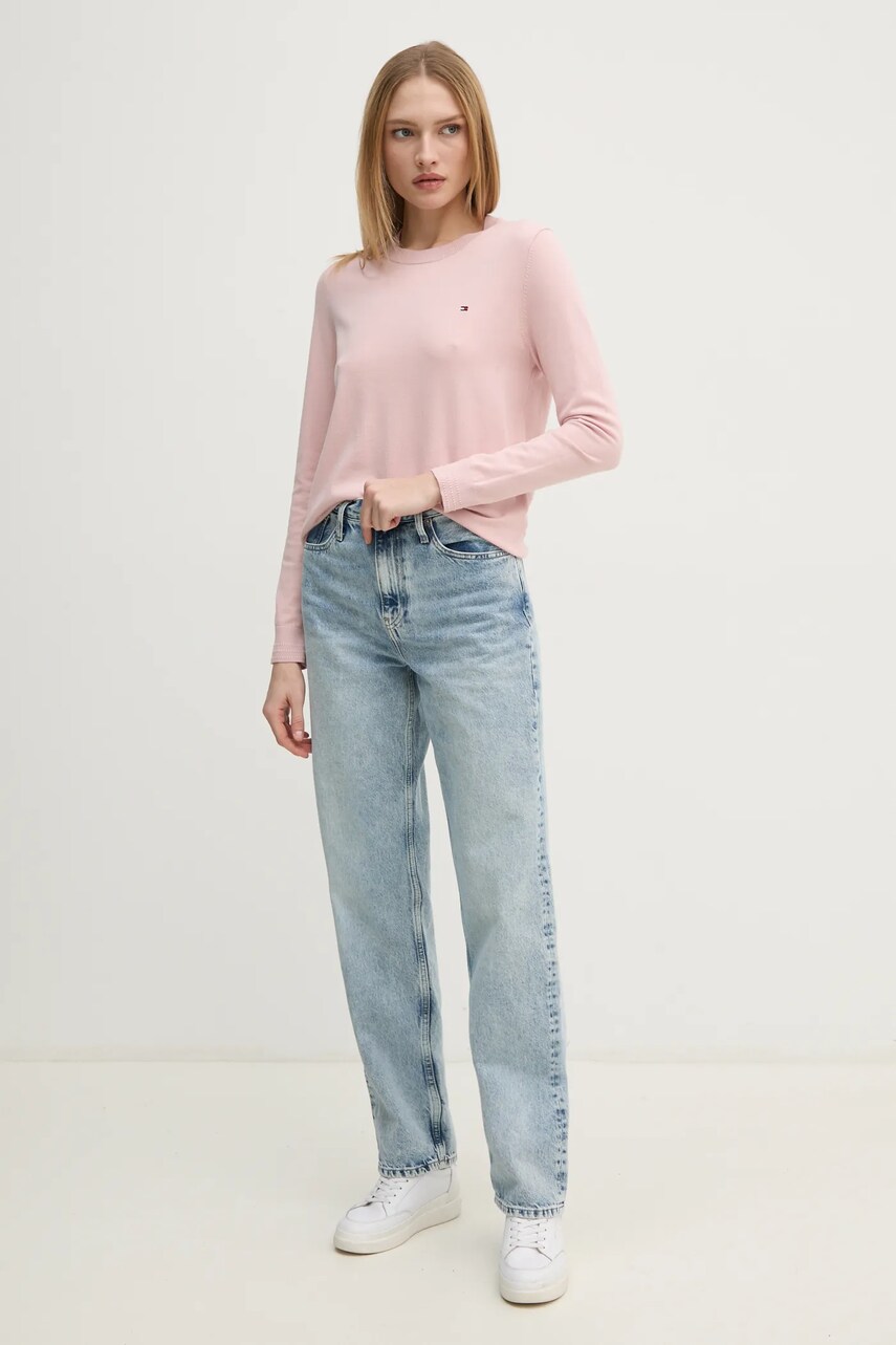 Светр Tommy Hilfiger жіночий колір рожевий легкий WW0WW44984