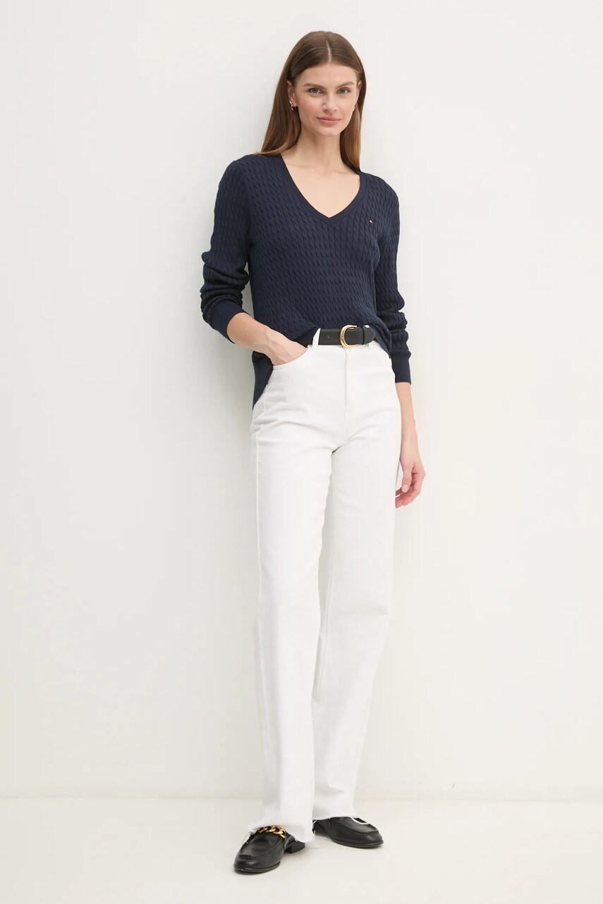 Бавовняний светр Tommy Hilfiger колір синій легкий WW0WW44987