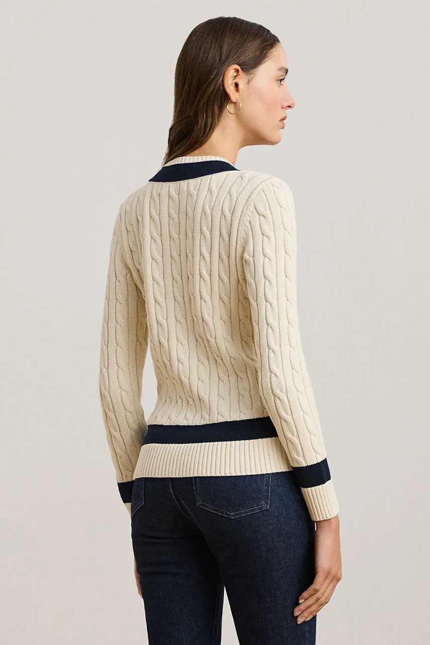 Бавовняний светр Lauren Ralph Lauren колір бежевий  200957479