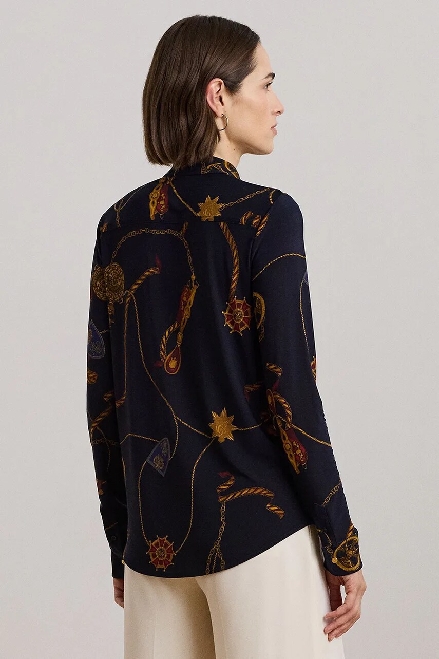 Сорочка Lauren Ralph Lauren жіночі колір синій slim класичний комір 200957607
