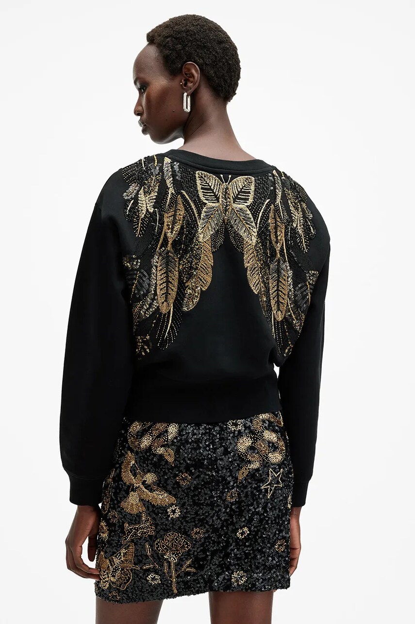 Кофта AllSaints SEPARO жіночі колір чорний з аплікацією W085JB
