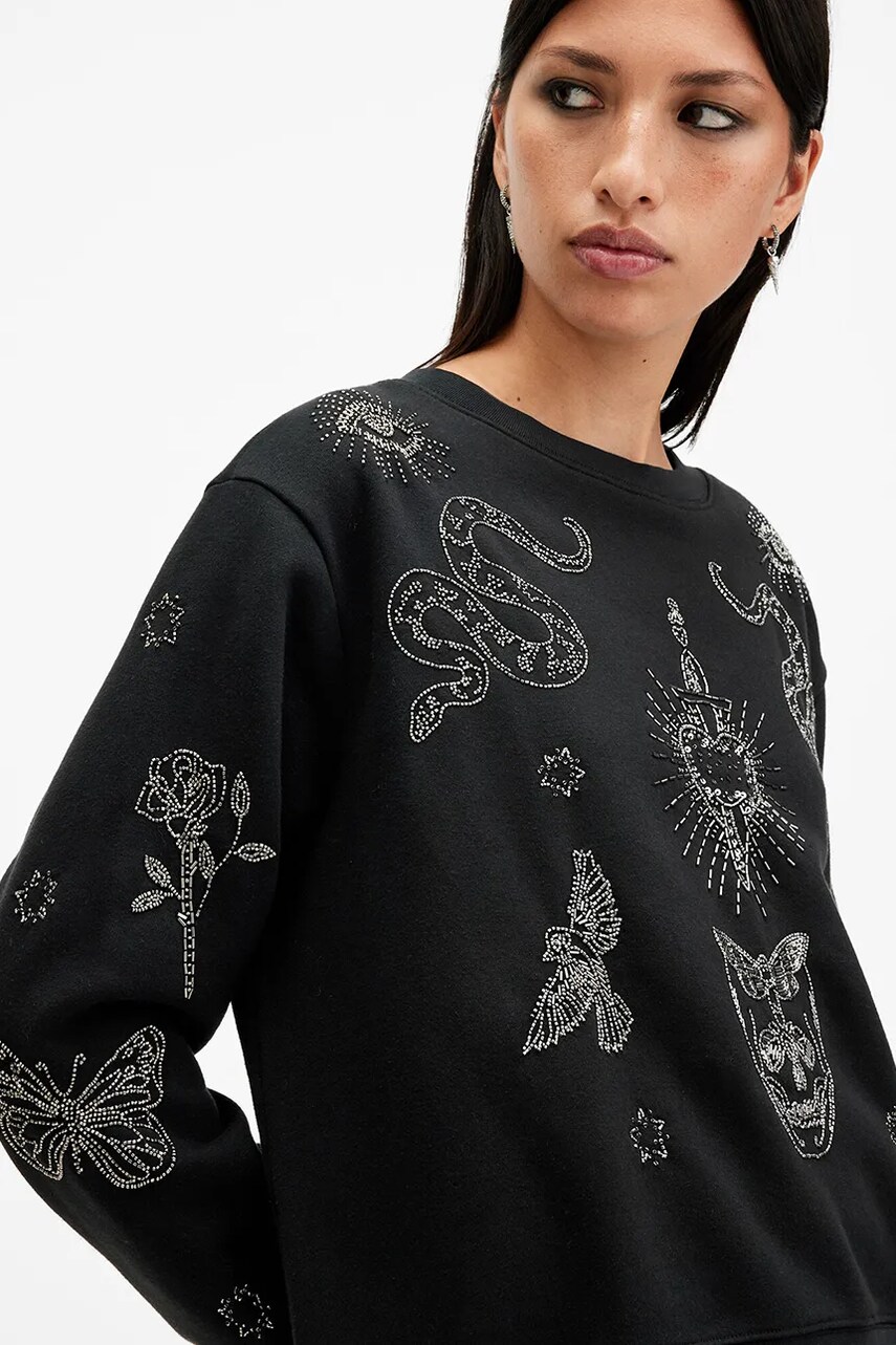 Кофта AllSaints PIPPA HEX жіночі колір чорний з аплікацією W140JB