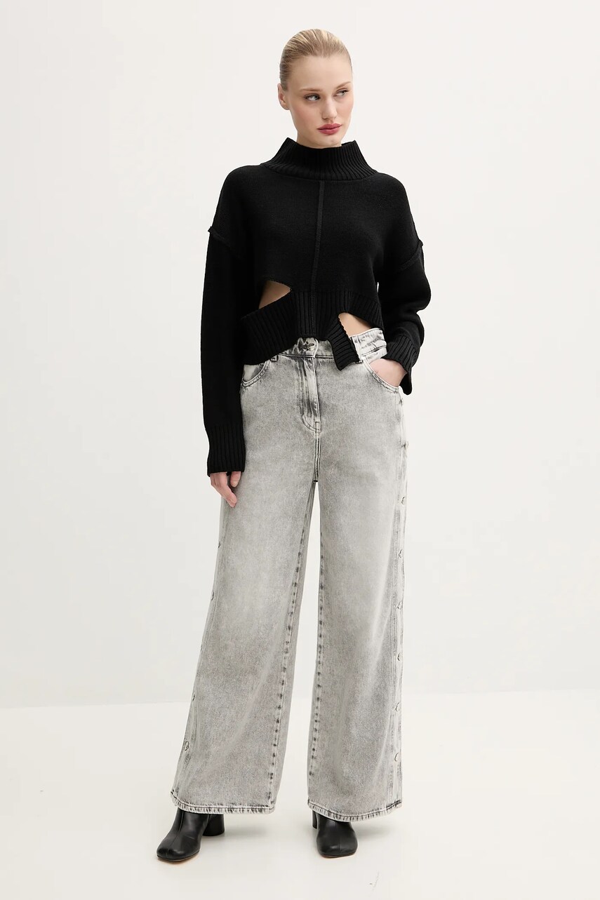 Вовняний светр MM6 Maison Margiela жіночий колір чорний гольф S52HA0285.M13044