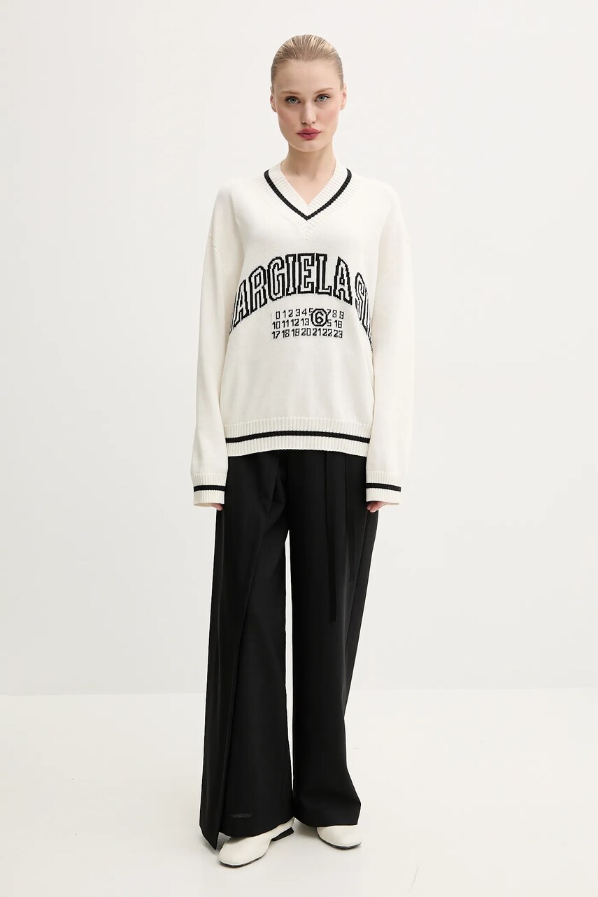 Светр з домішкою вовни MM6 Maison Margiela жіночий колір бежевий  S52HN0009.M13085