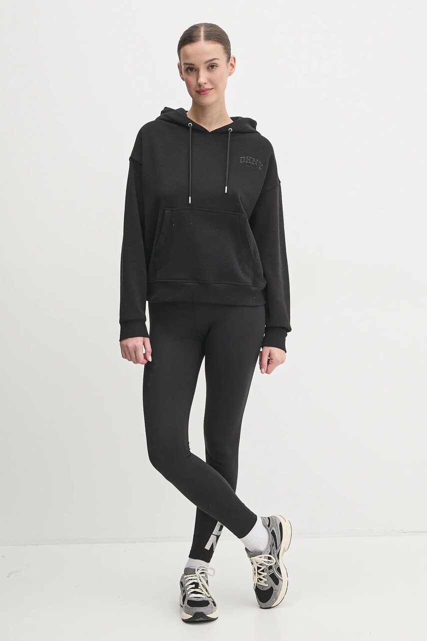 Кофта Dkny жіноча колір чорний з капюшоном однотонна DP4T1097