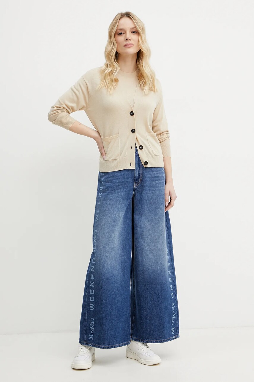 Вовняний кардиган Weekend Max Mara жіночий колір бежевий легкий 2515381011600