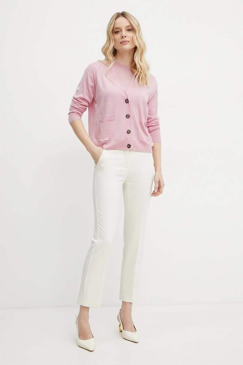Вовняний кардиган Weekend Max Mara жіночий колір рожевий легкий 2515381011600