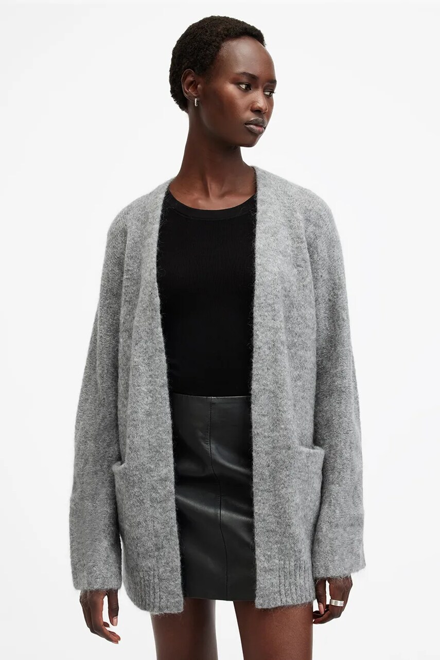 Вовняний кардиган AllSaints ZOE колір сірий W048KB
