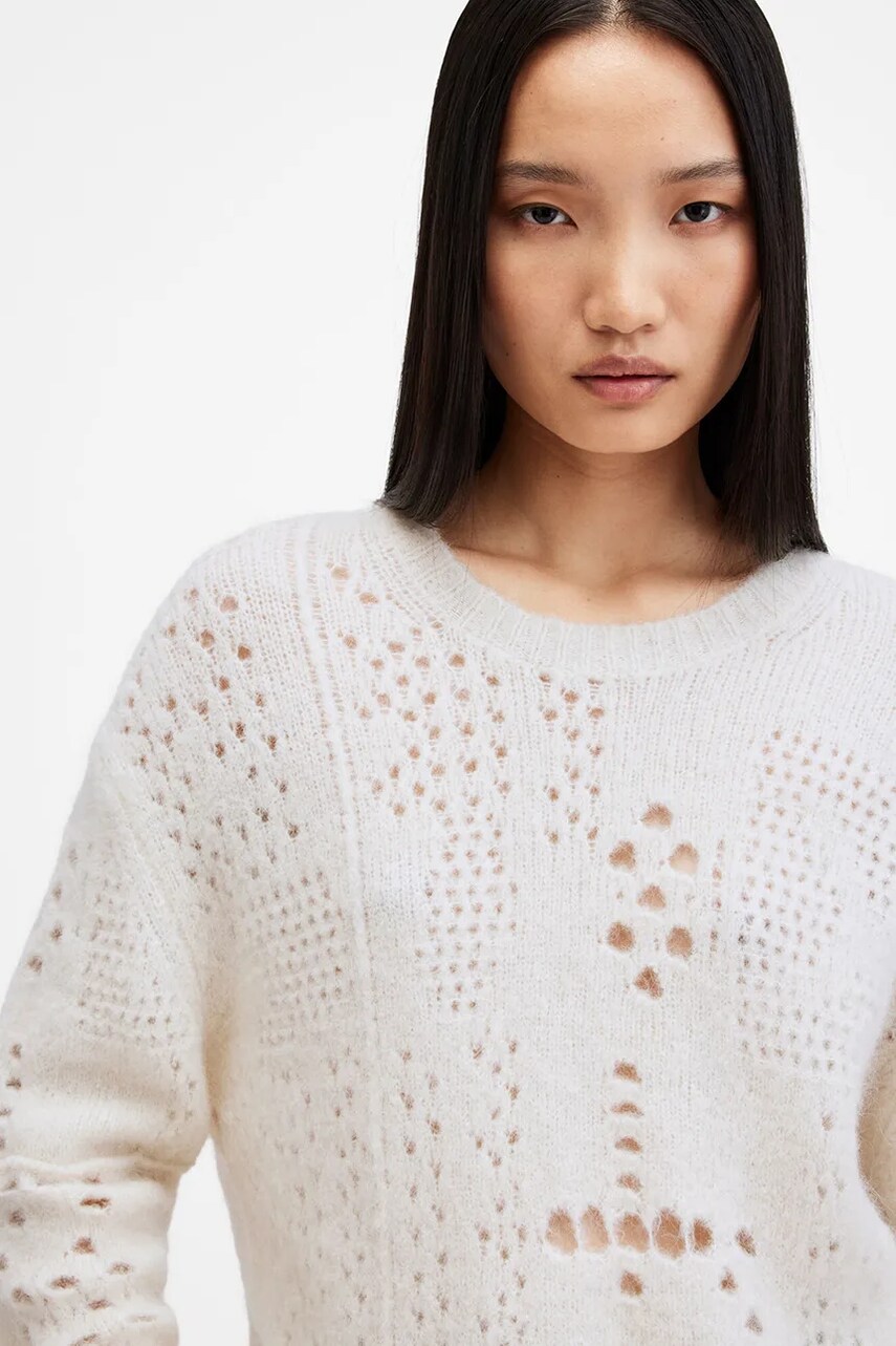 Вовняний светр AllSaints WINNIE жіночий колір білий теплий W111KB