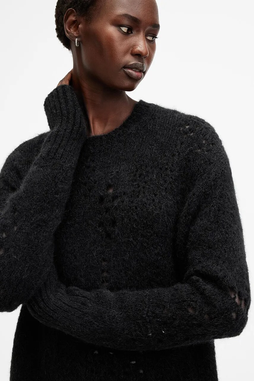 Вовняний светр AllSaints WINNIE жіночий колір чорний теплий W111KB
