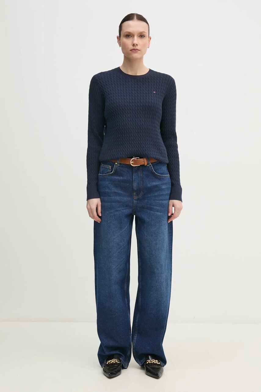 Бавовняний светр Tommy Hilfiger колір синій легкий WW0WW44993