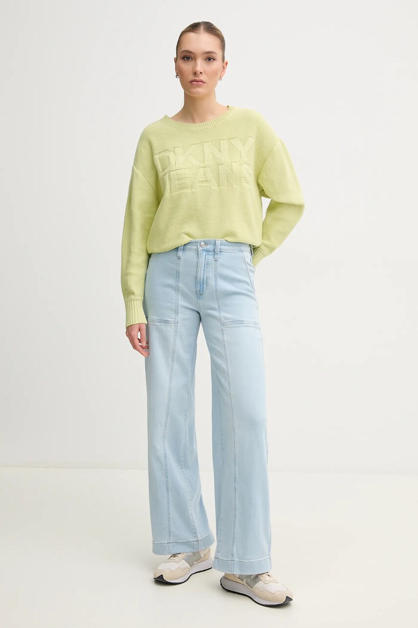 Бавовняний светр Dkny жіночий колір зелений  DJ5R0539