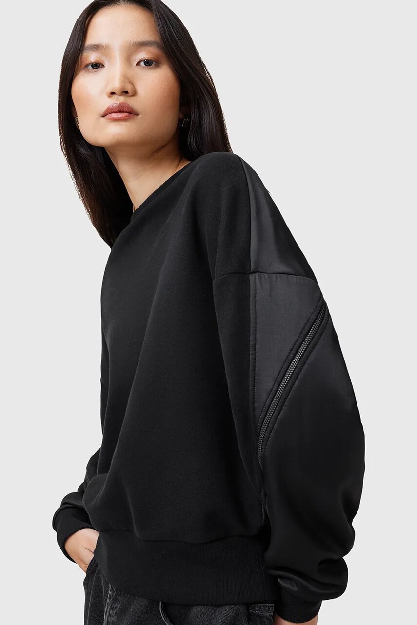 Бавовняна кофта AllSaints PEGGY жіночі колір чорний однотонна W061JC