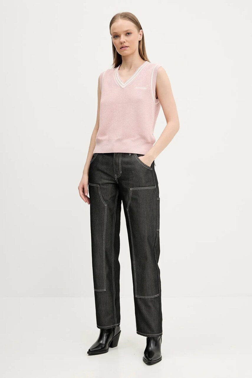 Бавовняна жилетка Guess Jeans жіночий колір рожевий  W5GR02 Z3HM1