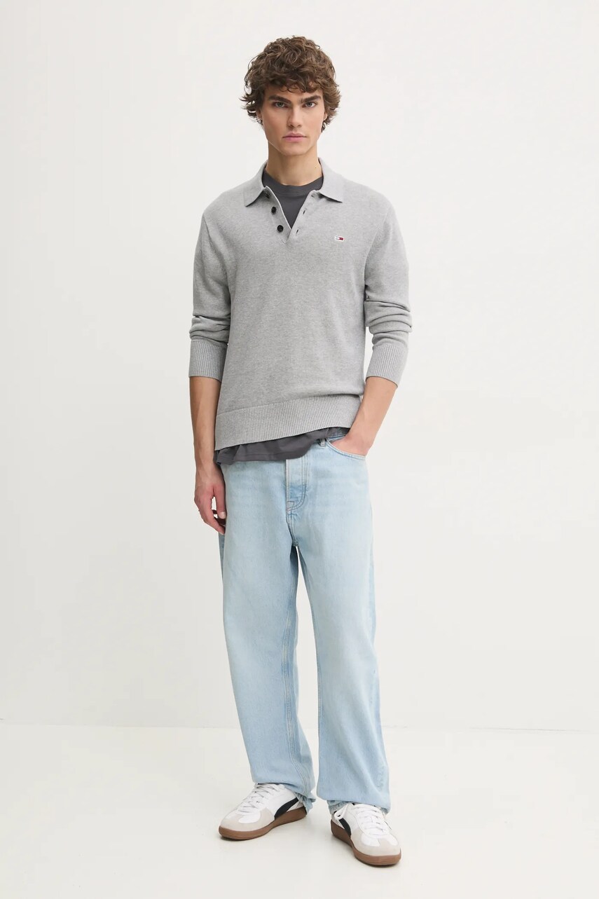 Бавовняний светр Tommy Jeans колір сірий  DM0DM20304