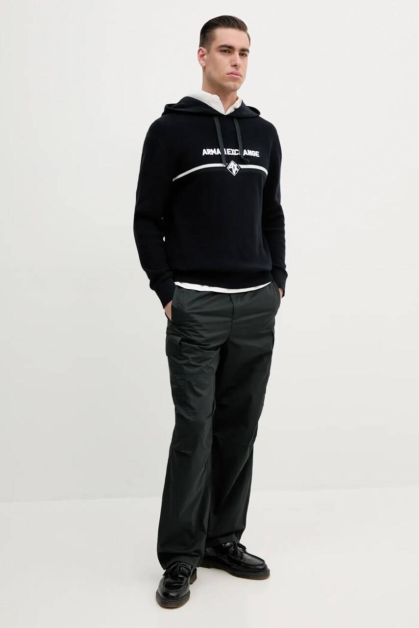 Бавовняний светр Armani Exchange чоловічий колір синій легкий гольф XM000180 AF11960