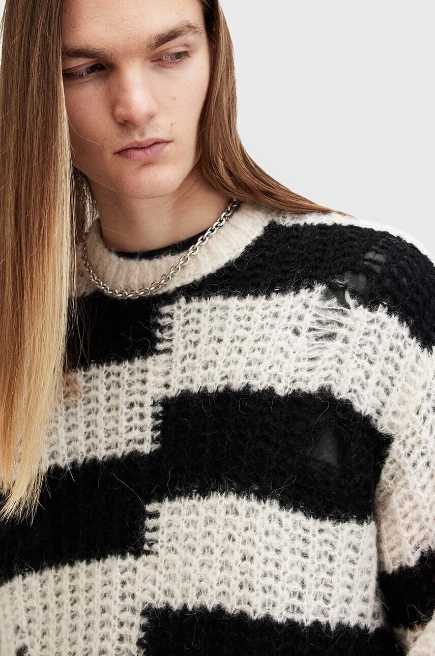 Вовняний светр AllSaints PIP чоловічий колір білий теплий M025KB