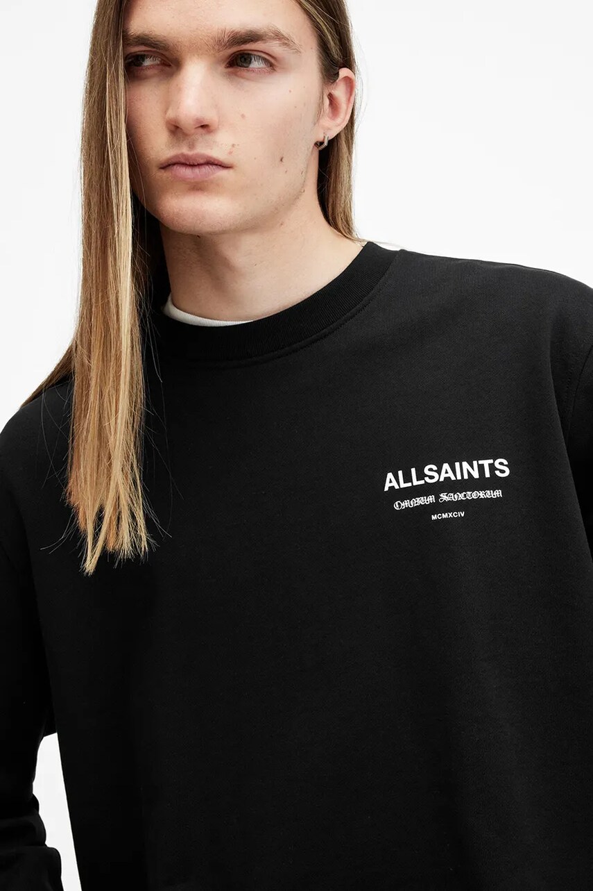 Бавовняна кофта AllSaints SANCTUM чоловічий колір чорний з принтом M028NB