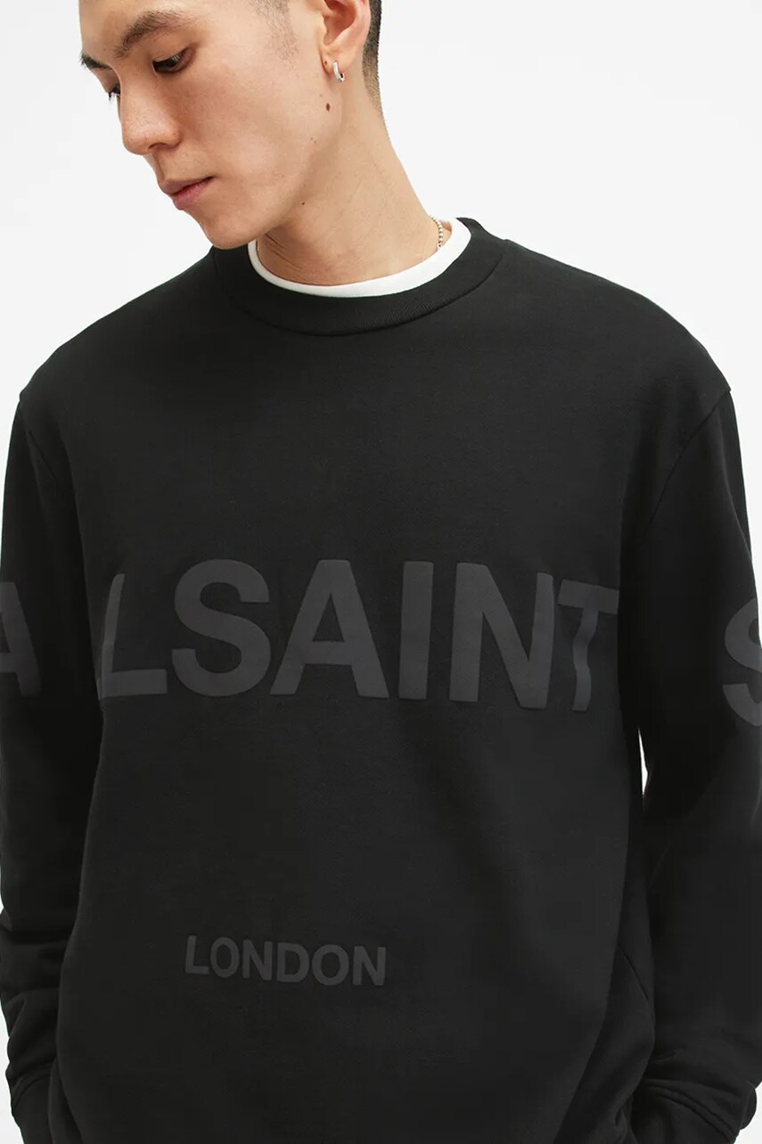 Бавовняна кофта AllSaints BIGGY чоловічий колір чорний з принтом M029NA