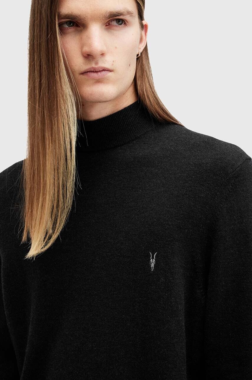 Вовняний светр AllSaints KILBURN MOCK чоловічий колір чорний півгольф M030KA
