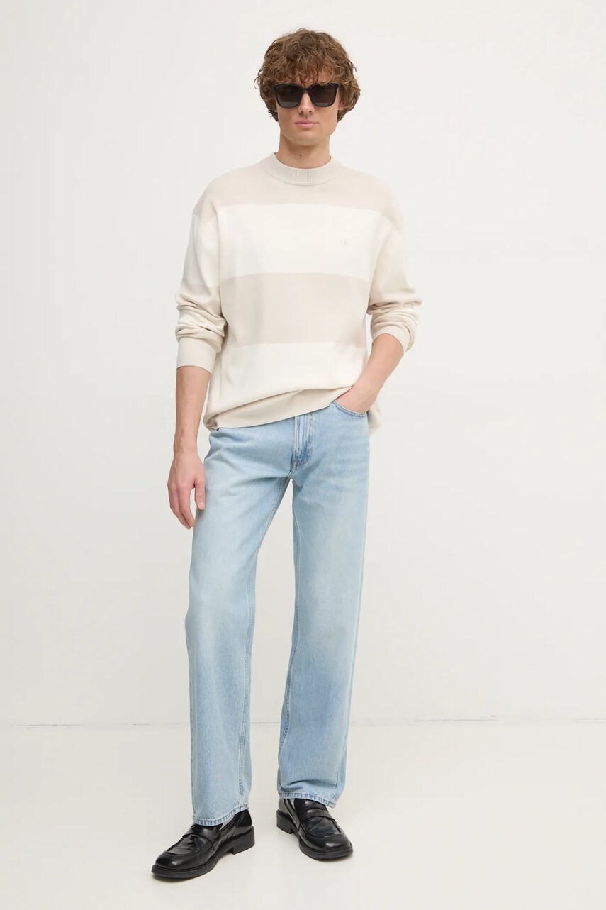 Бавовняний светр Calvin Klein Jeans колір бежевий легкий J30J326741