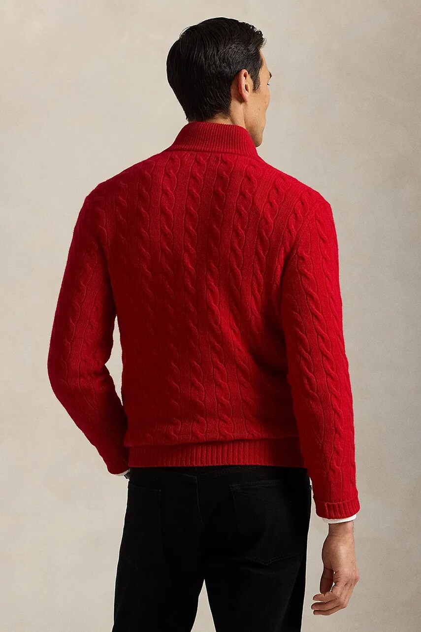 Вовняний светр Polo Ralph Lauren чоловічий колір червоний півгольф 710961336