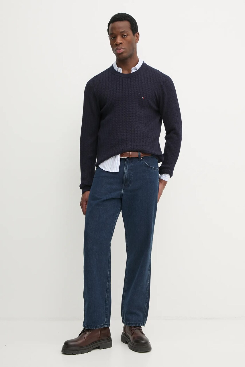 Бавовняний светр Tommy Hilfiger колір синій легкий MW0MW37400