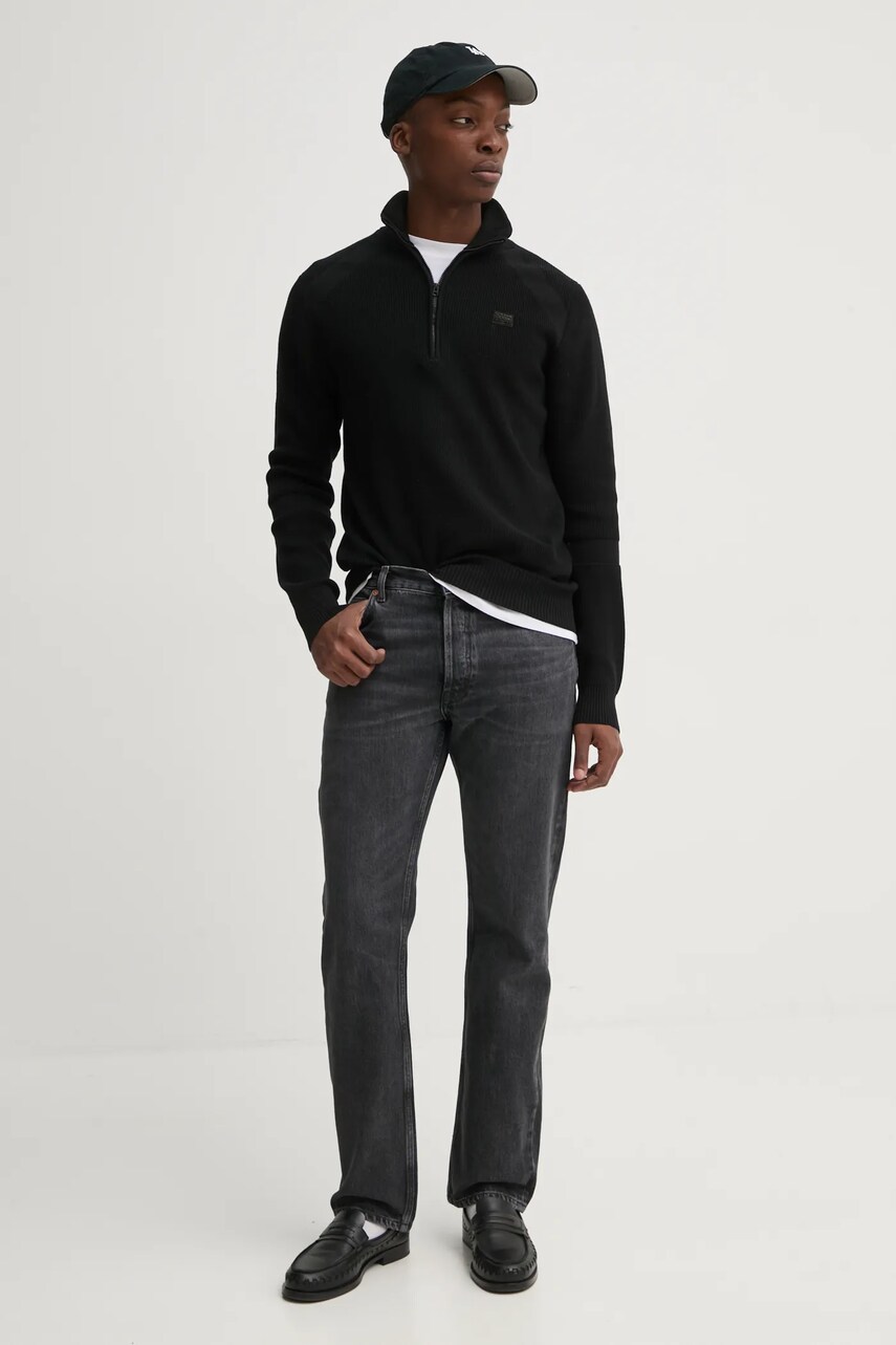 Бавовняний светр G-Star Raw колір чорний легкий півгольф D26397-C868