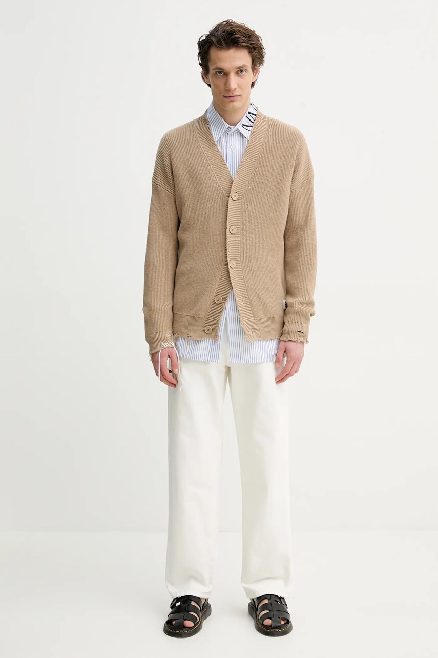 Бавовняний кардиган MM6 Maison Margiela колір бежевий SH0HP0008