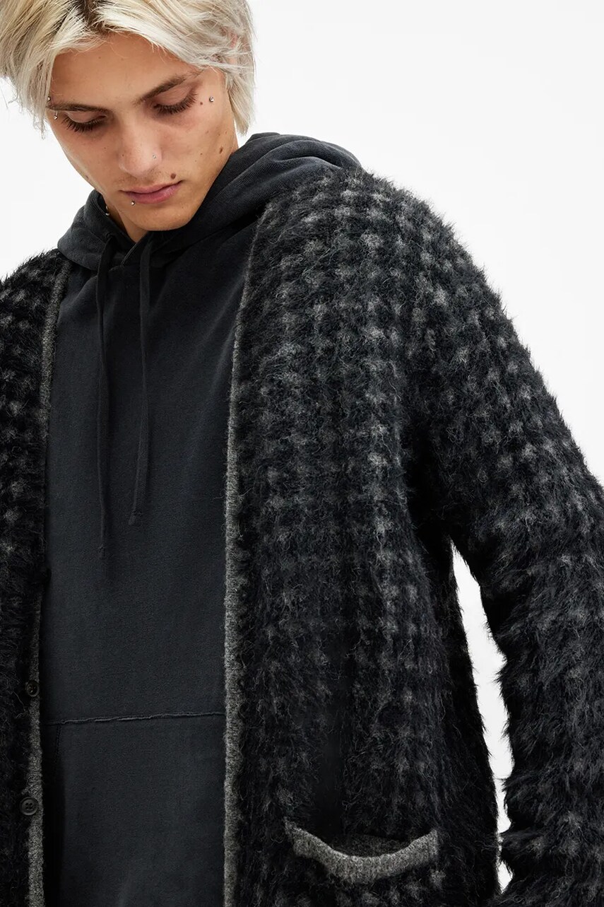 Кардиган з домішкою вовни AllSaints EDGAR колір чорний M041KB