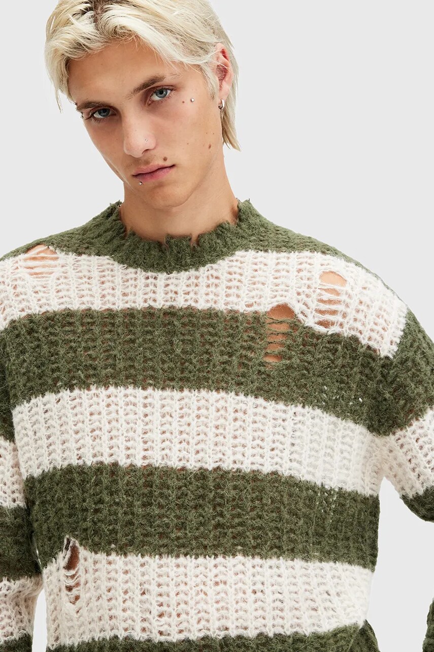Вовняний светр AllSaints SID чоловічий теплий півгольф M098KB