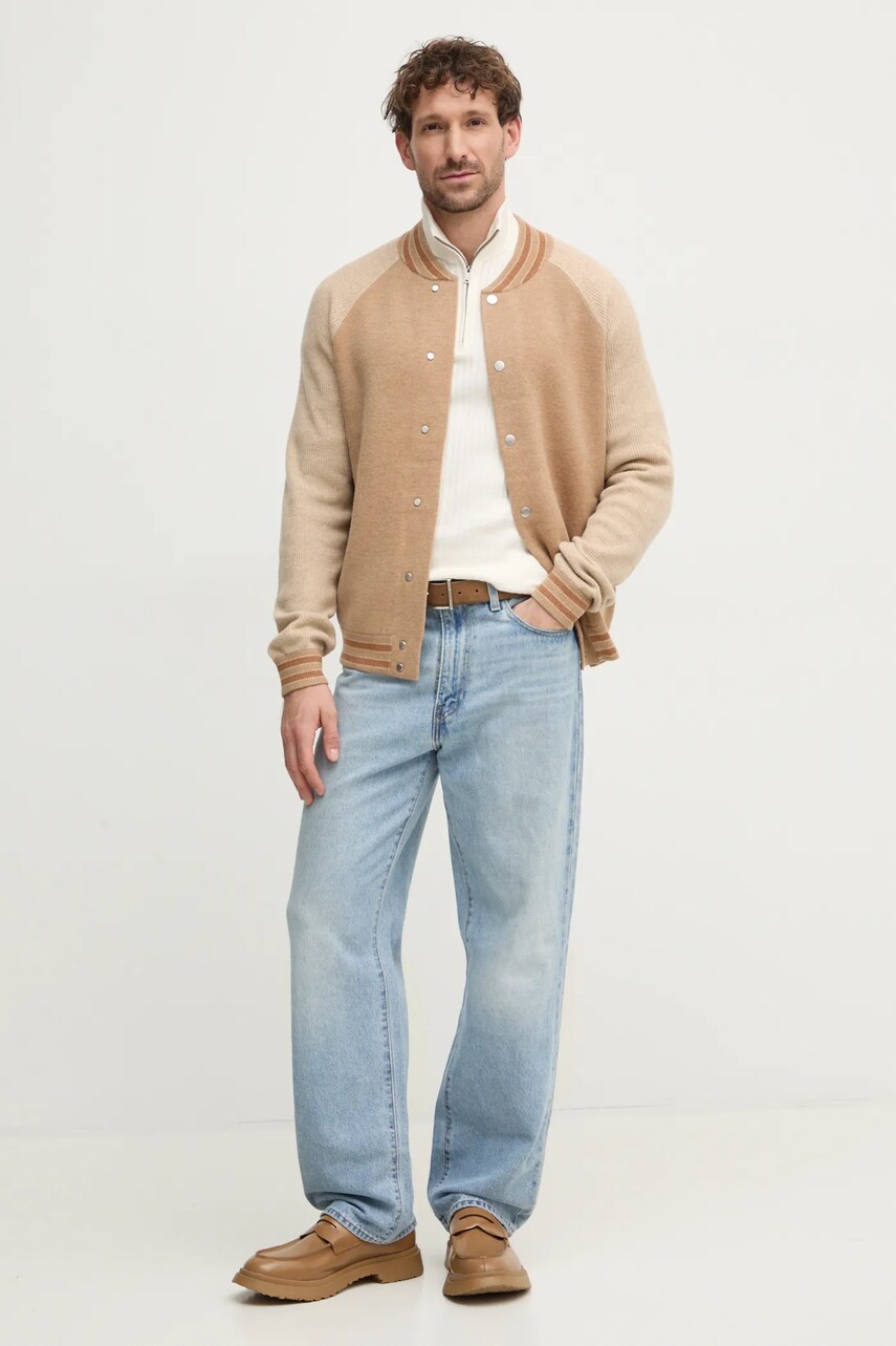 Светр Hackett London чоловічий колір бежевий легкий HM703275