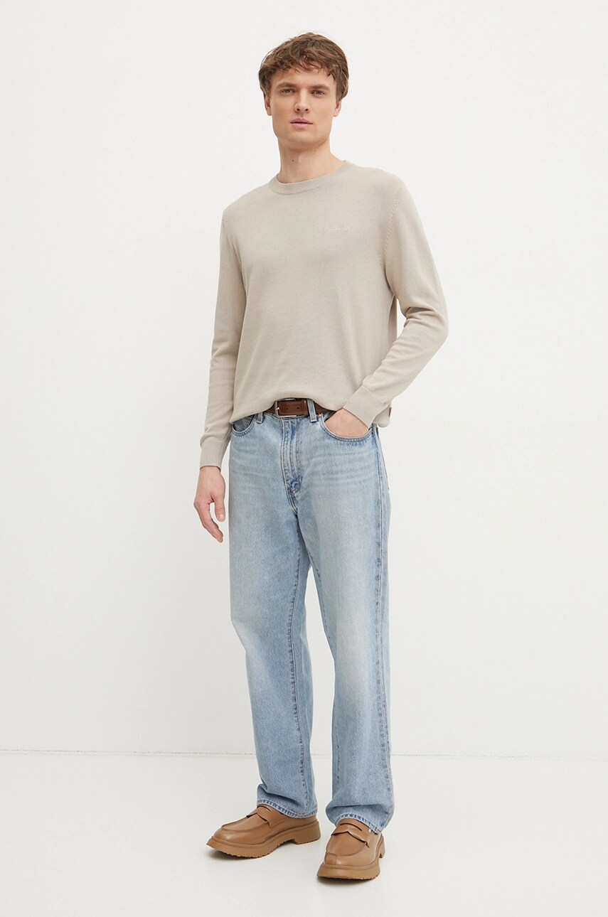 Бавовняний светр Pepe Jeans ESSENTIAL COTTON SWEATER чоловічий колір бежевий легкий PM702512