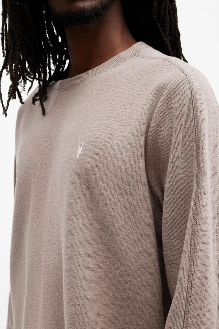 Бавовняна кофта AllSaints ROWE чоловіча колір бежевий однотонна M023JB