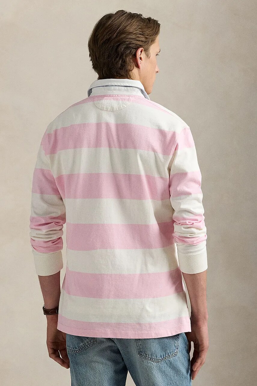 Бавовняний лонгслів Polo Ralph Lauren колір рожевий візерунок 710973144