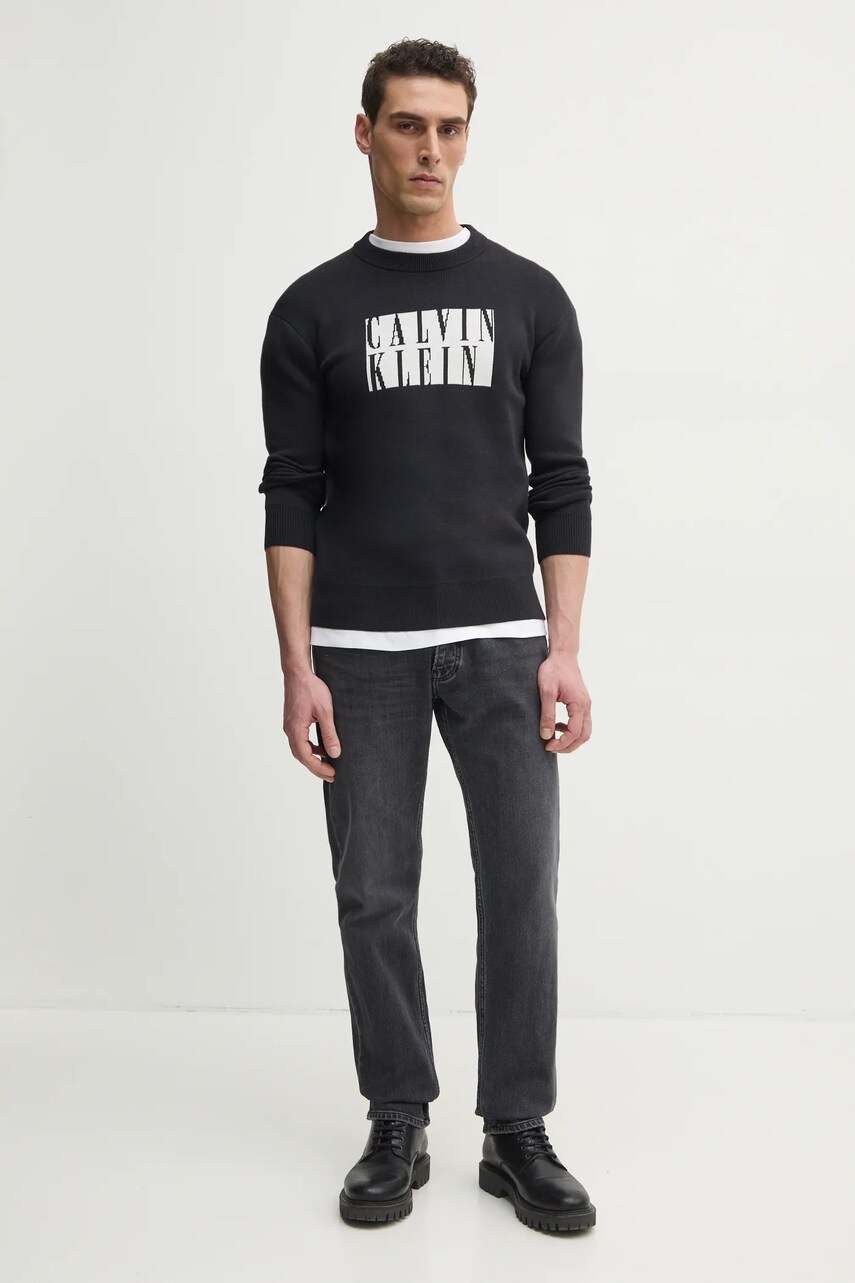 Бавовняний светр Calvin Klein Jeans чоловічий колір чорний легкий J30J327280