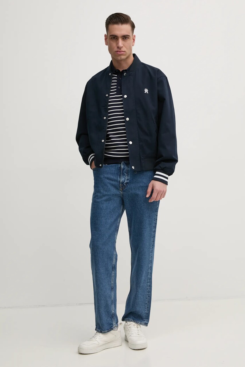 Бавовняне поло Tommy Hilfiger чоловіче колір синій візерунок MW0MW37396