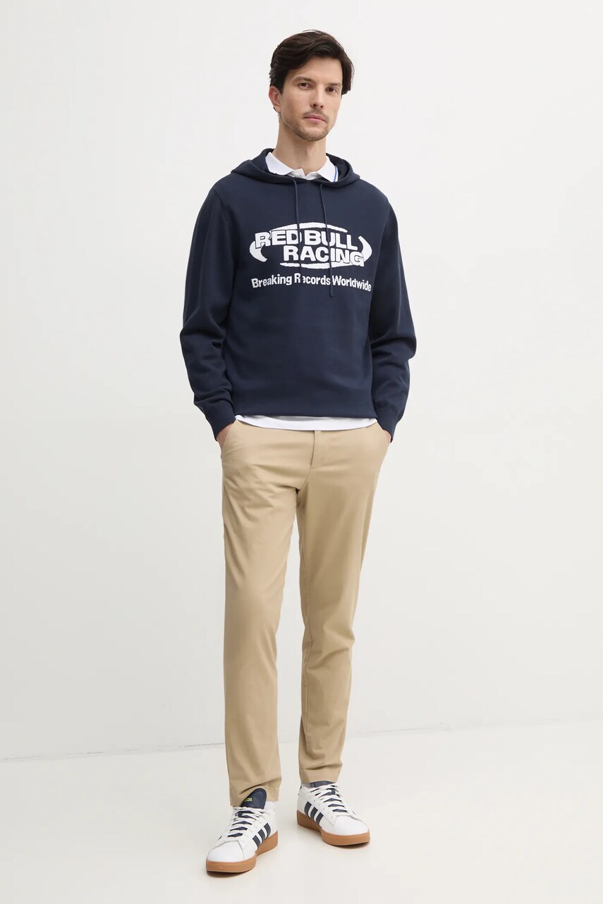 Бавовняний светр Red Bull Racing x Pepe Jeans INTARSIA HOODY колір синій легкий RM700010
