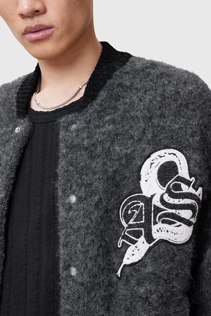 Вовняний кардиган AllSaints JACKSON чоловічий колір сірий M010KC
