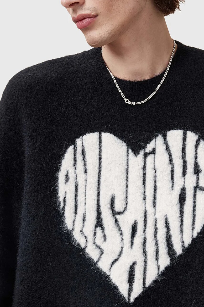 Вовняний светр AllSaints BUBBLE чоловічий колір чорний  M023KC